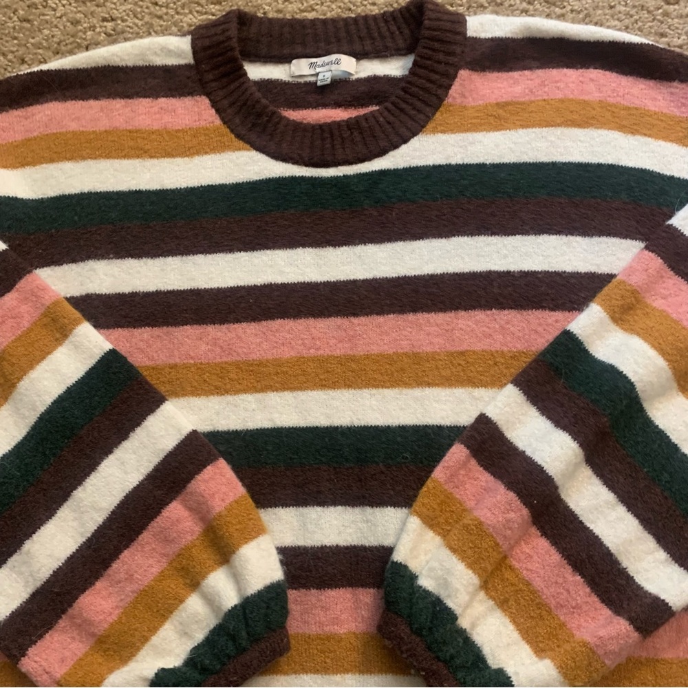 Madewell Striped Merino Wool Alpaca Blend Pullover Slouchy Sweater - Picture 11 of 14